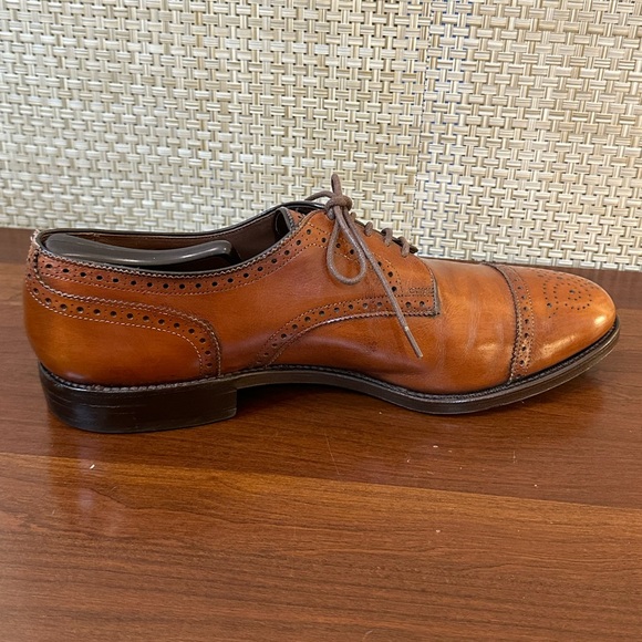 🌟2xHP🌟VTG 1980s-90s Allen Edmonds Walnut Brown Leather Sanford Wing Tip Oxford - Picture 7 of 13